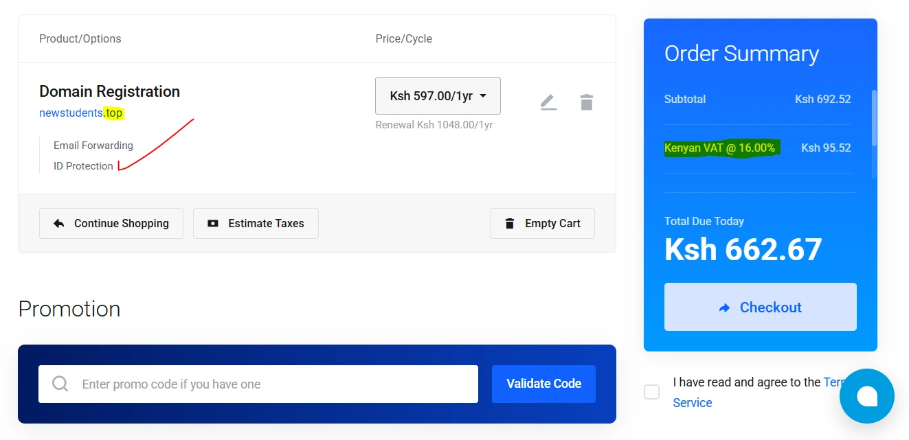 Domain ID privacy protection pricing