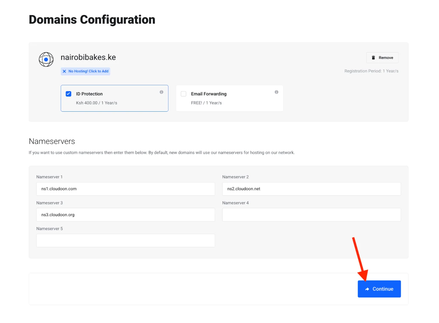 Domains Configurations screenshot