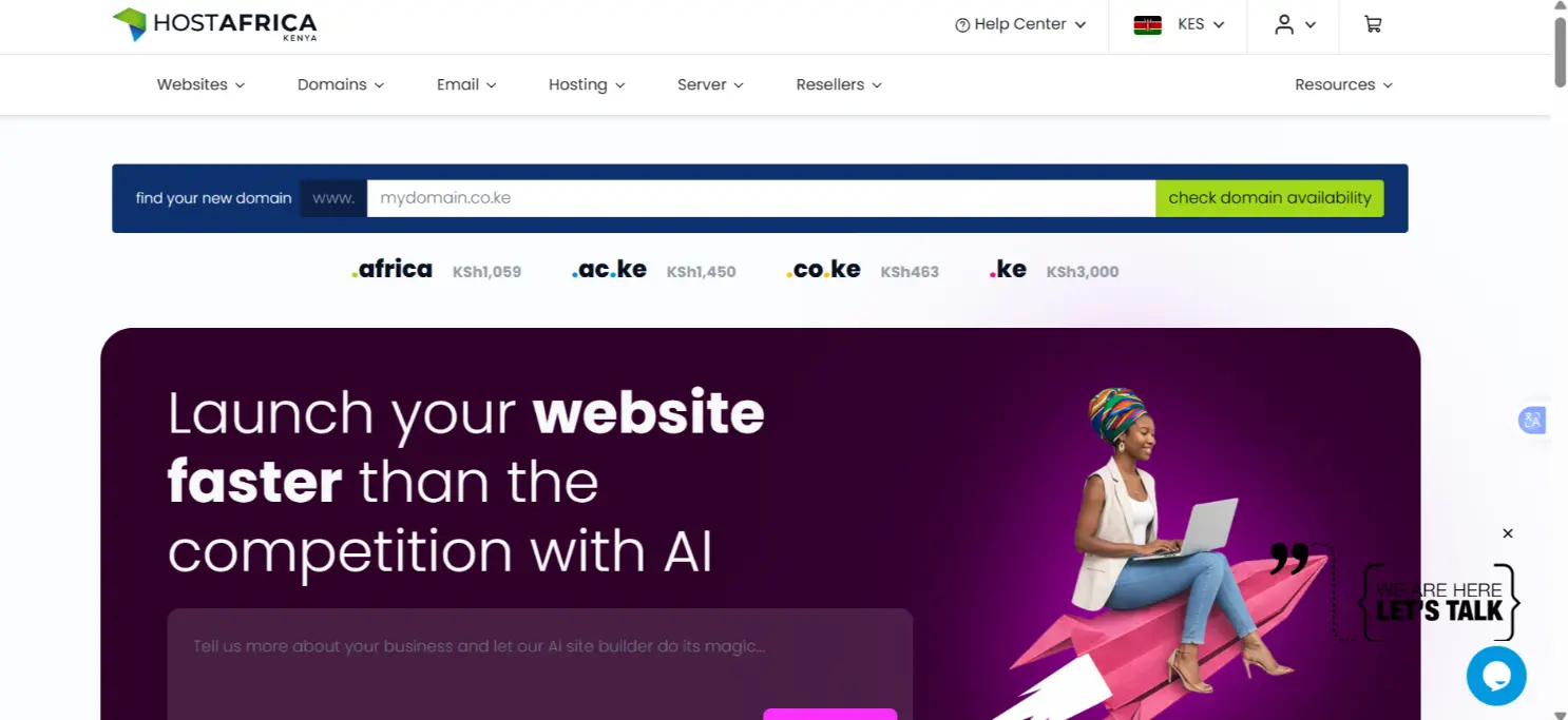 a screenshot of Host Africa