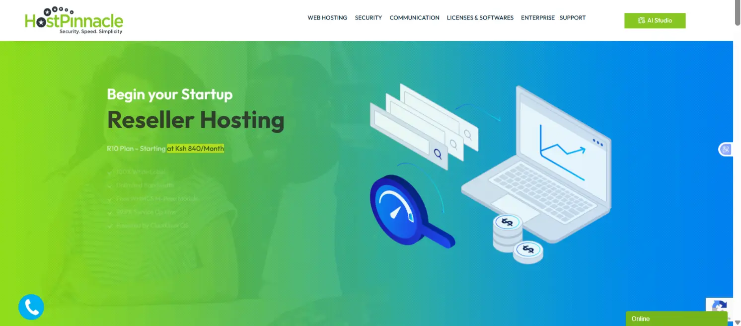 a screenshot of HostPinnacle