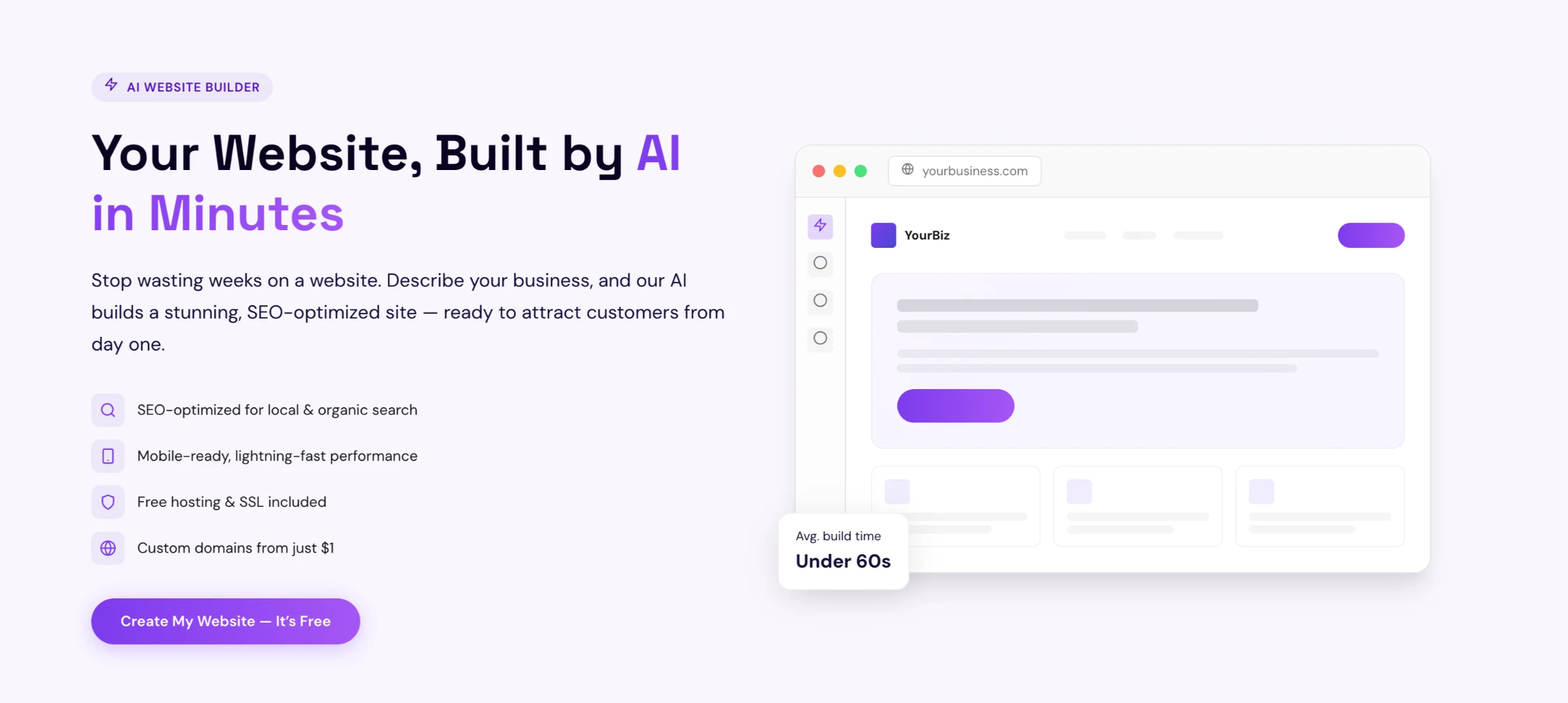 Olitt website builder page screenshot