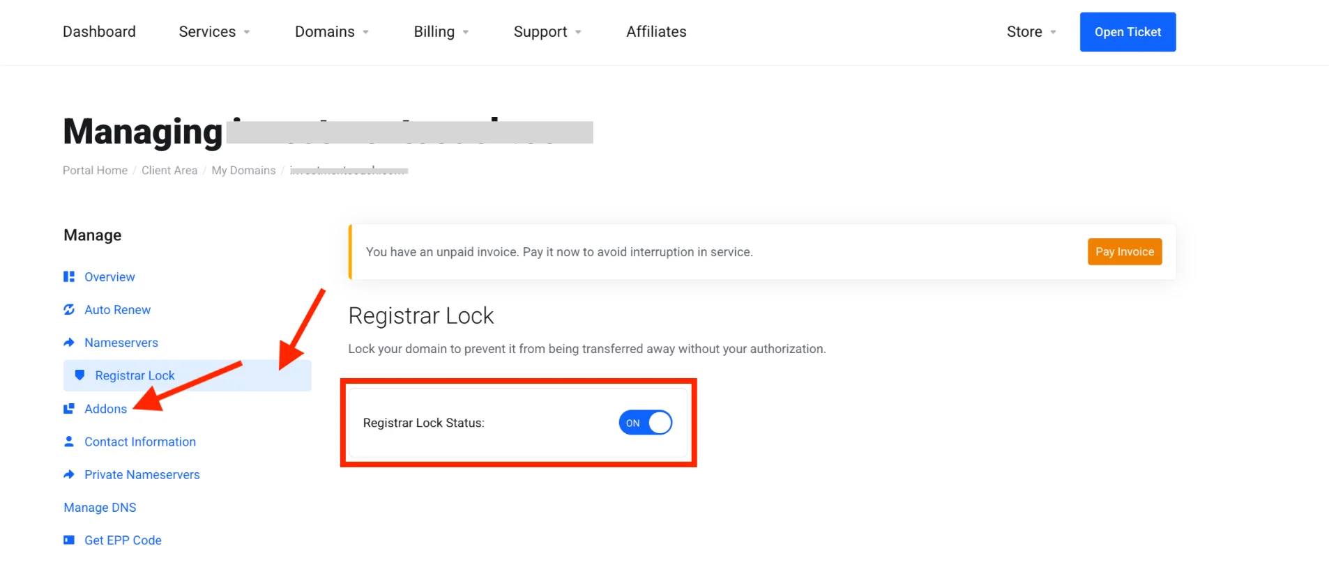 Truehost Client Area - domain privacy