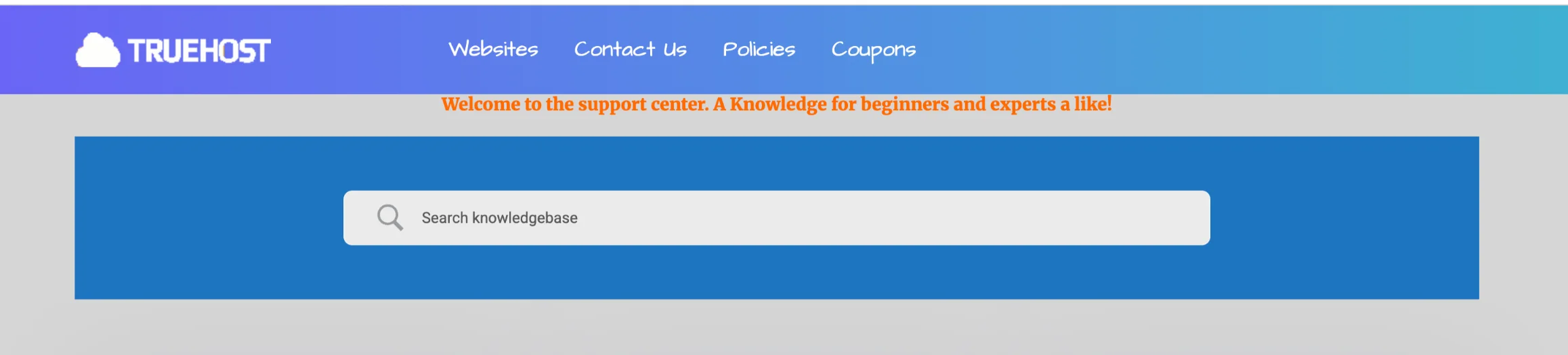 Truehost support center screenshot