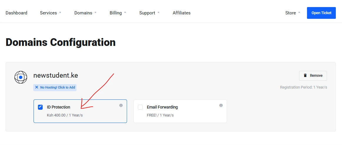 Truehost domain ID protection