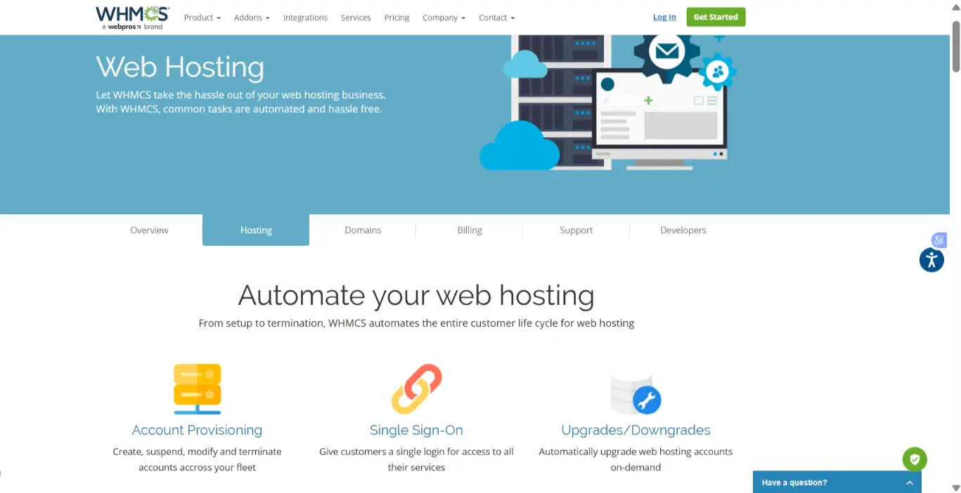 a screenshot of WHMCS