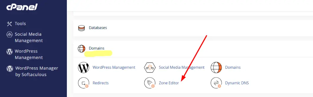 a screenshot of cPanel , showing zone editor