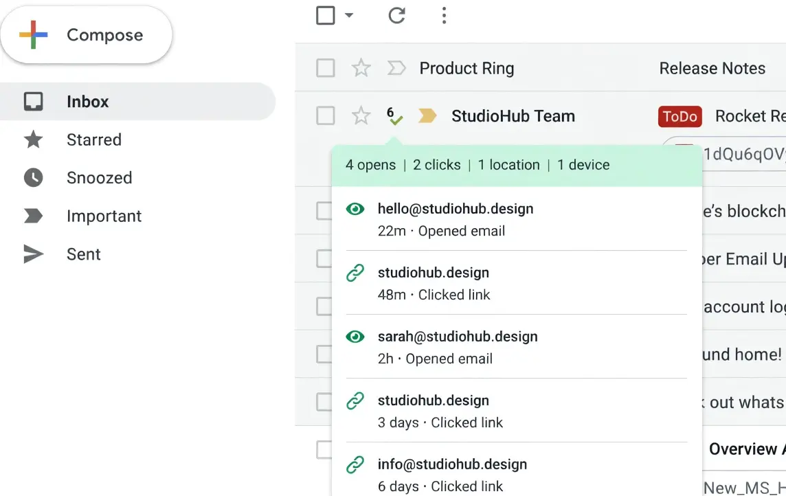 a screenshot of professional emails