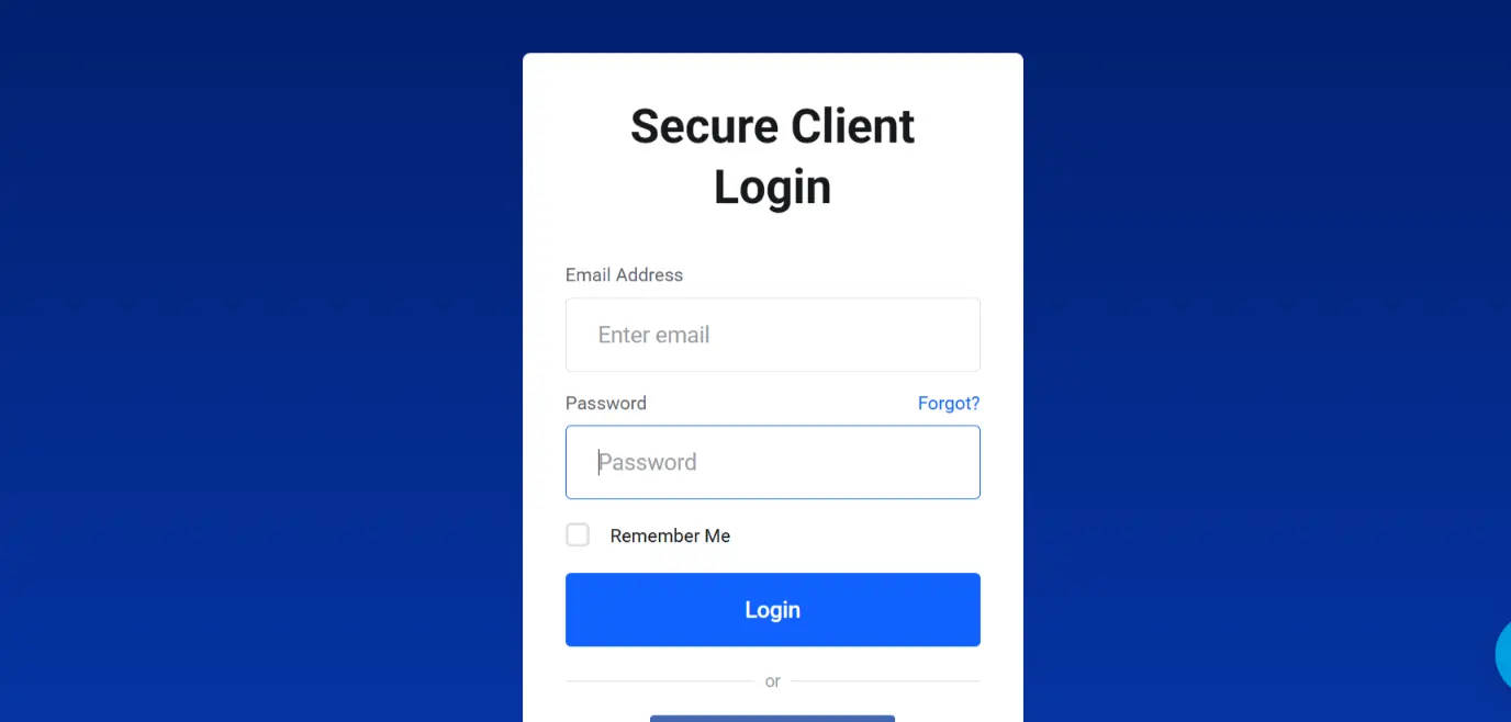 a screenshot of truehost client login section