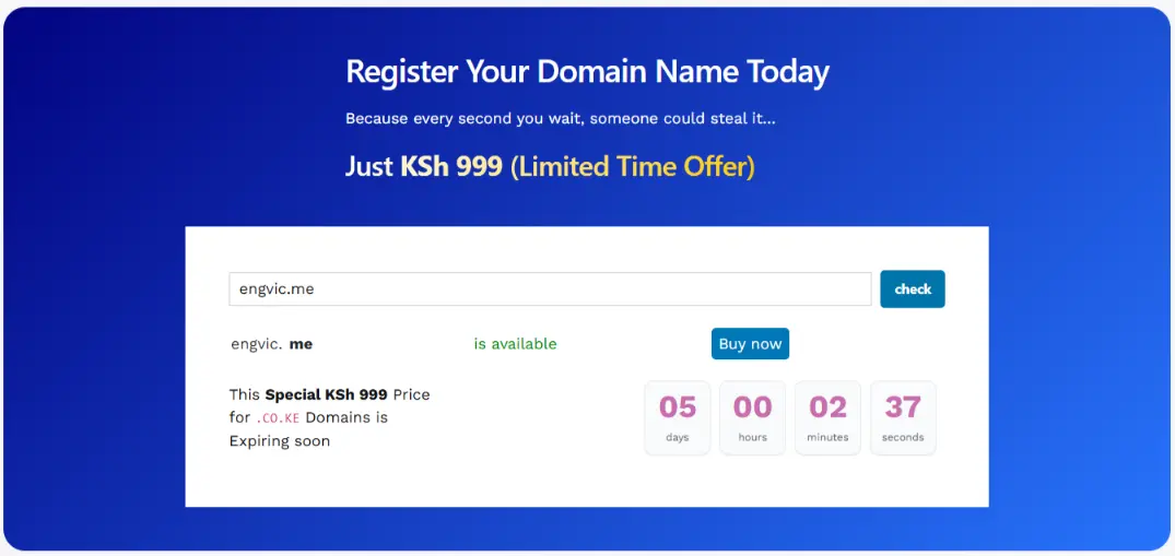 a screenshot of domain search section