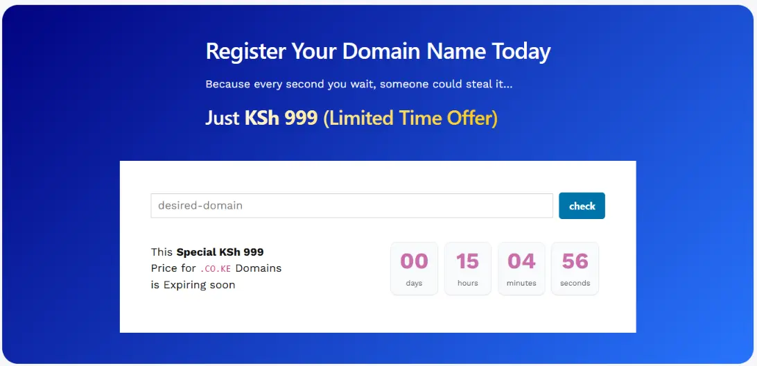 a screenshot of registering a park domain section