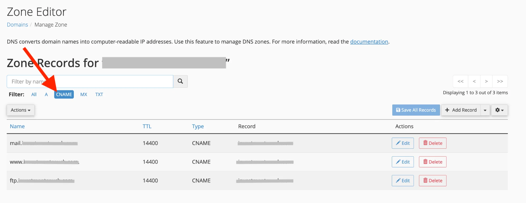 how to check cname - Cpanel CNAME records