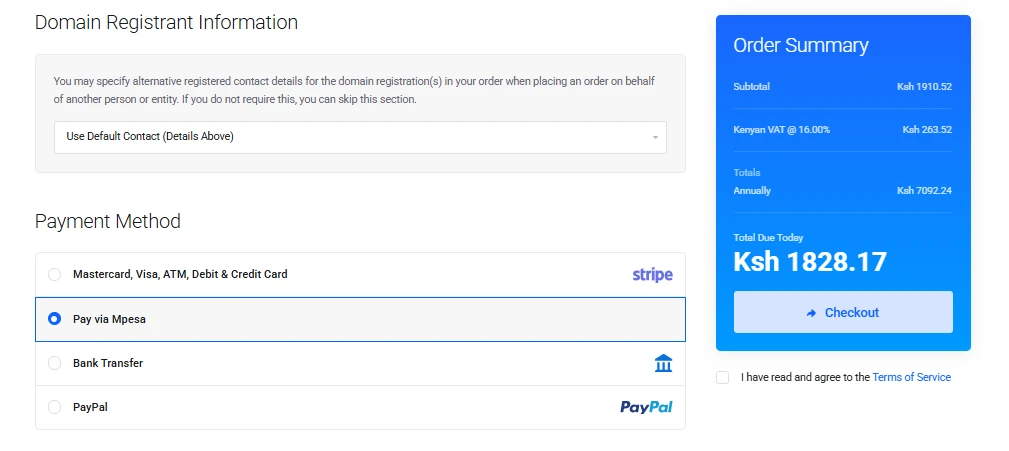 Church domain registration payment methods
