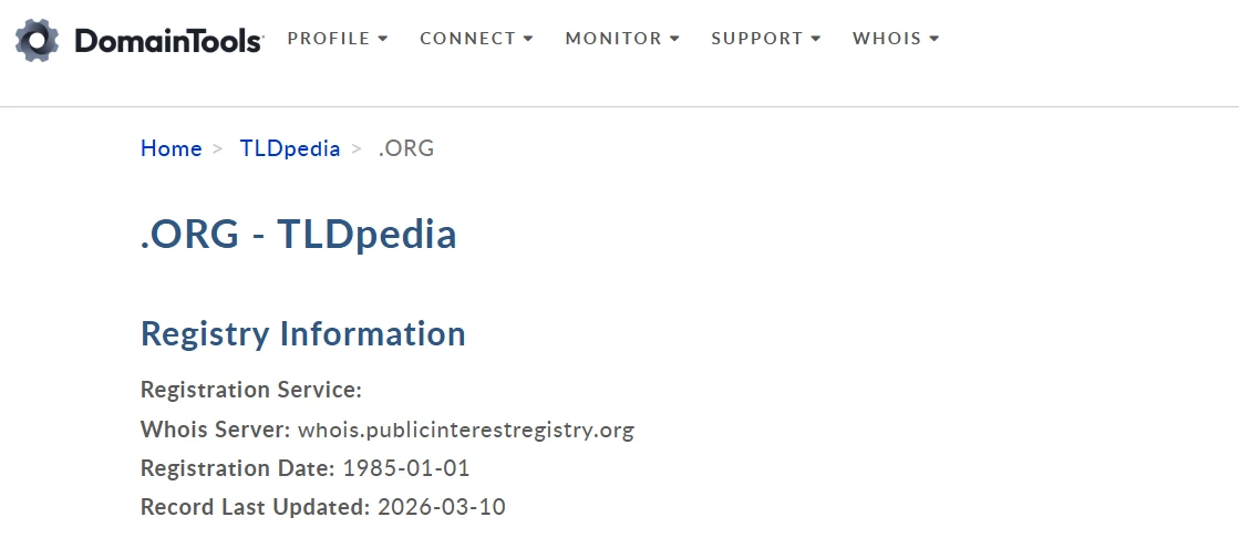 Org domain registry