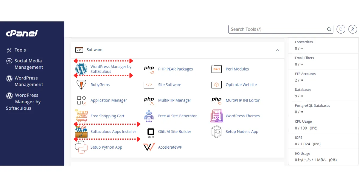 Softaculous in cPanel