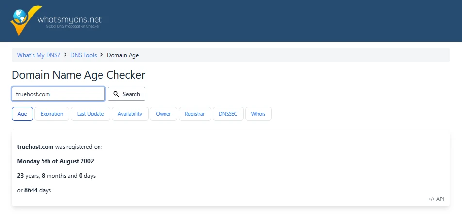 Domain name age checkers