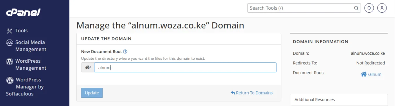 access subdomain in cpanel - manage subdomain