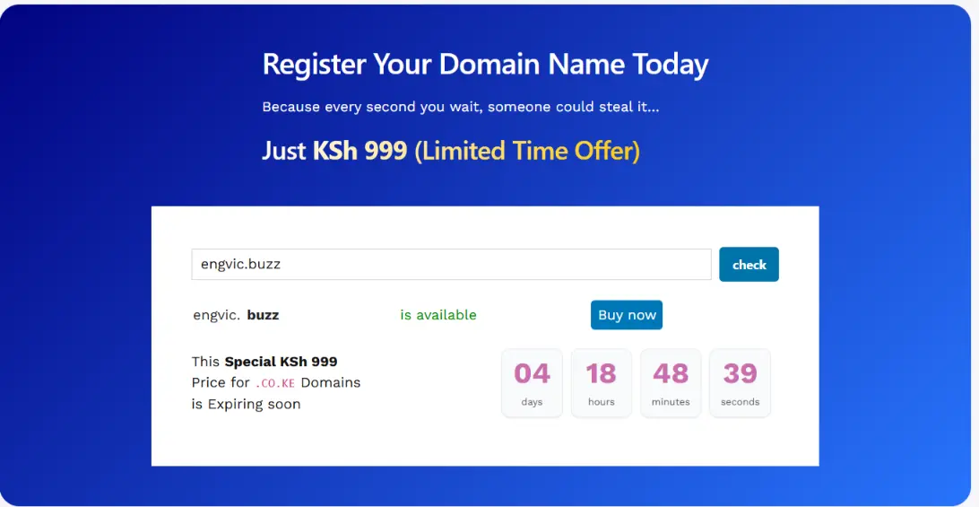 a screenshot of domain search section