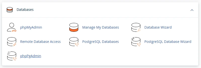 cPanel databases management