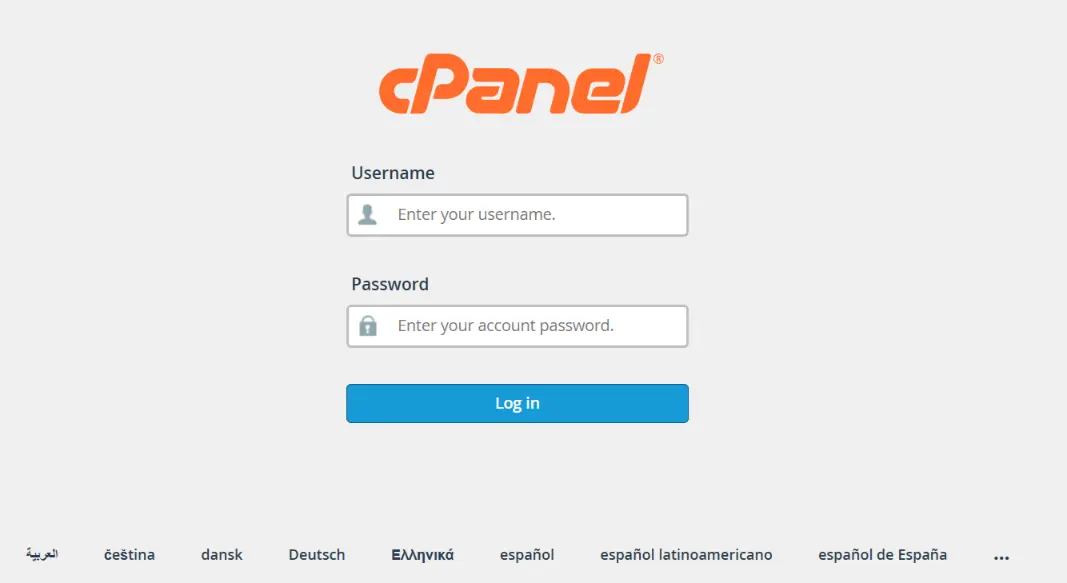 log in to cPanel