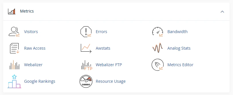 cPanel metrics section