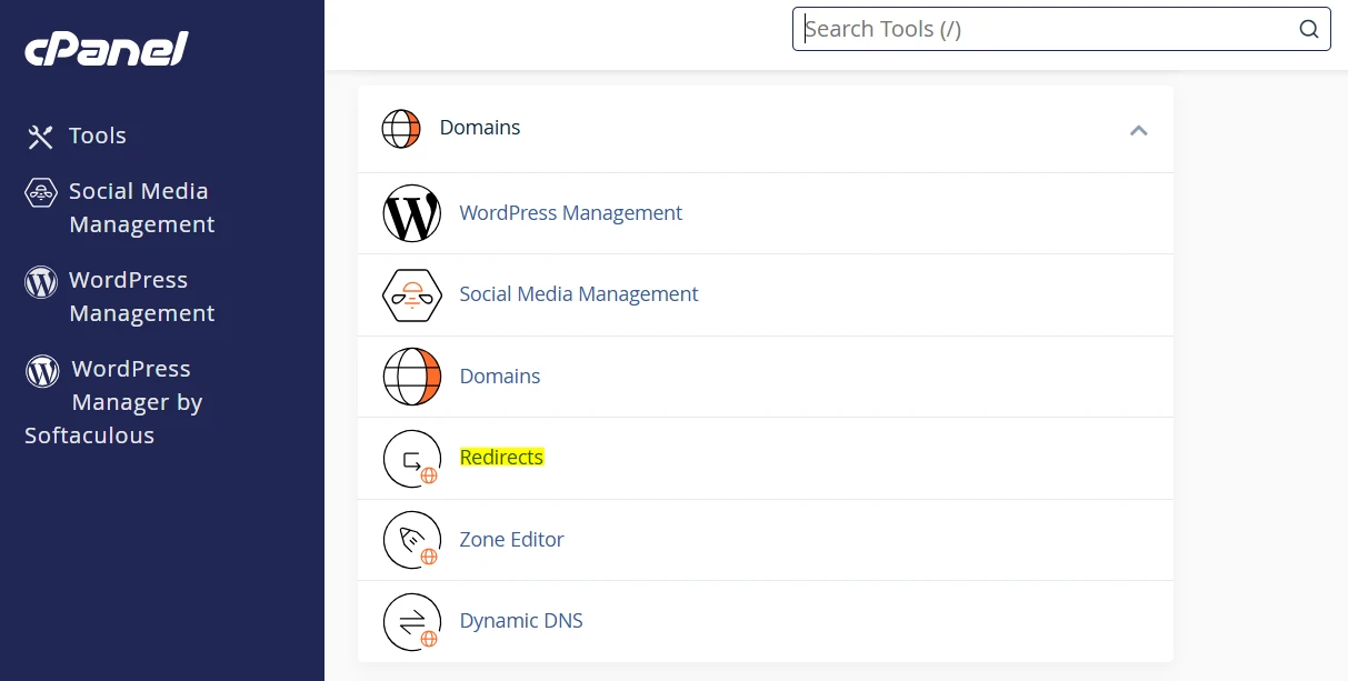 redirect domain name in cPanel

