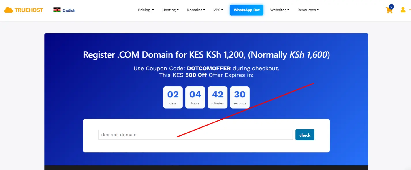 a screenshot of checking .com domain availability section