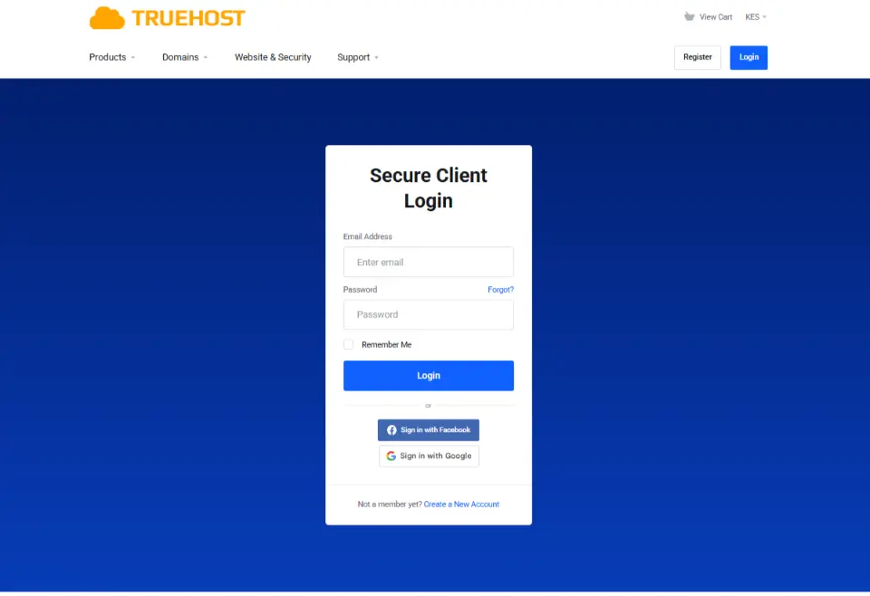 a screenshot of Truehost client area