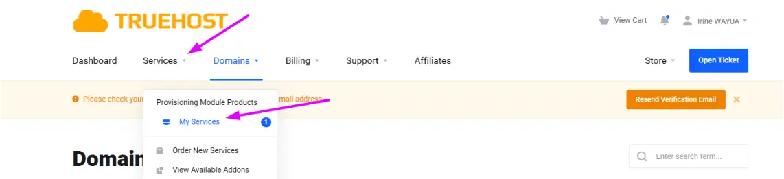 a screenshot of my service section