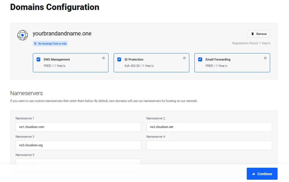 one domain configuration