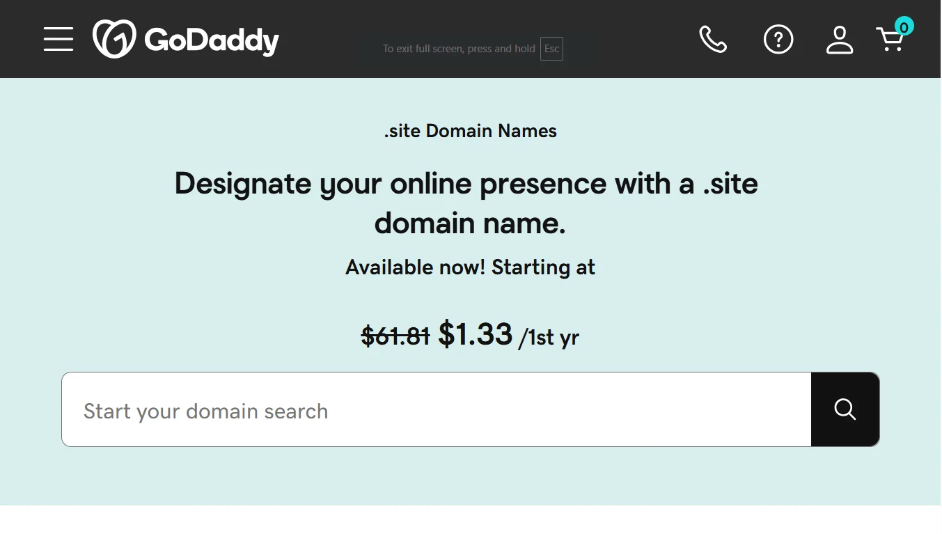 site domain - GoDaddy