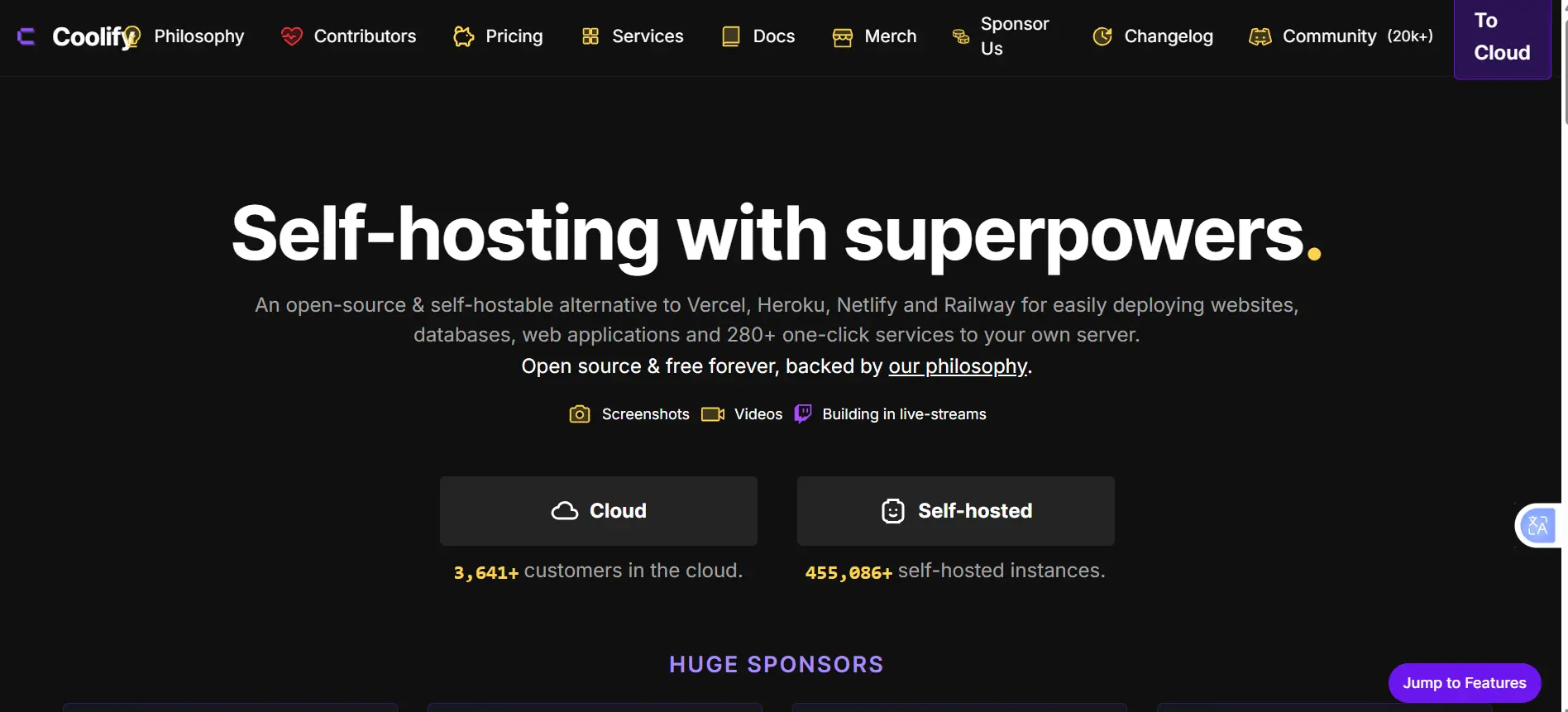 a screenshot of Coolify