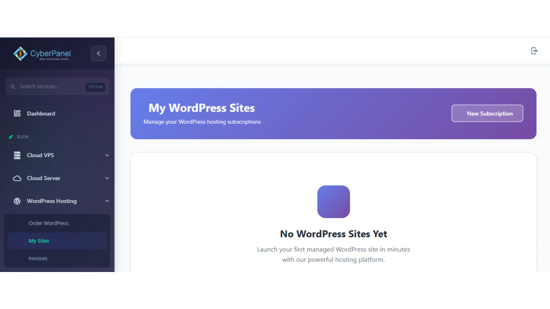 CyberPanel Websites Section