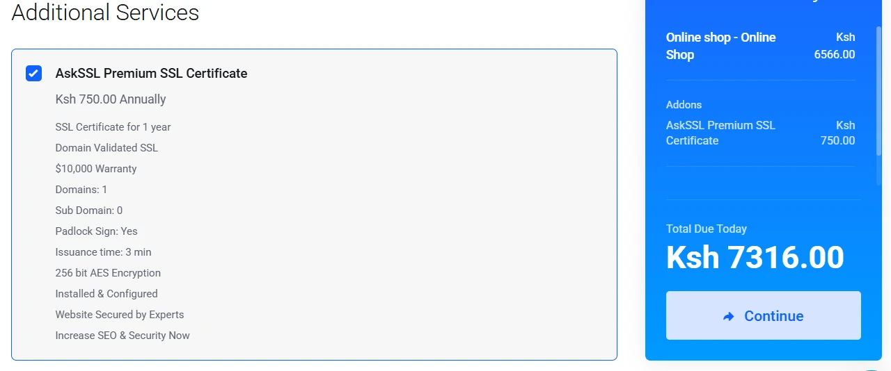Extra Add-ons cost