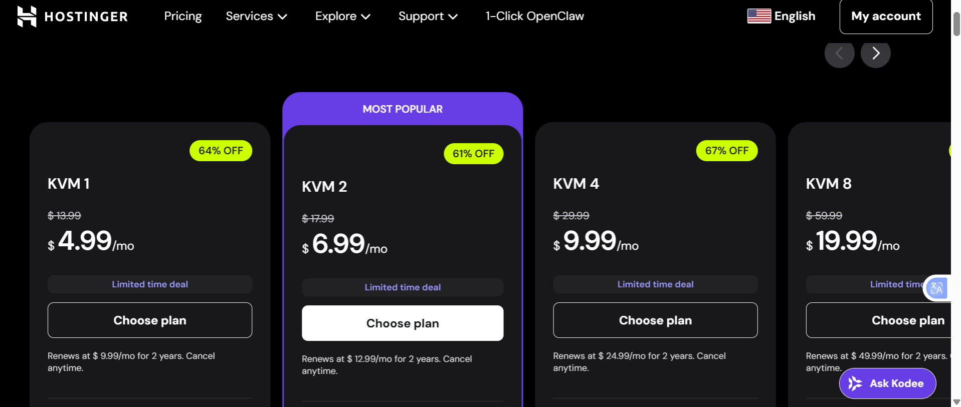 a screenshot of Hostinger VPS