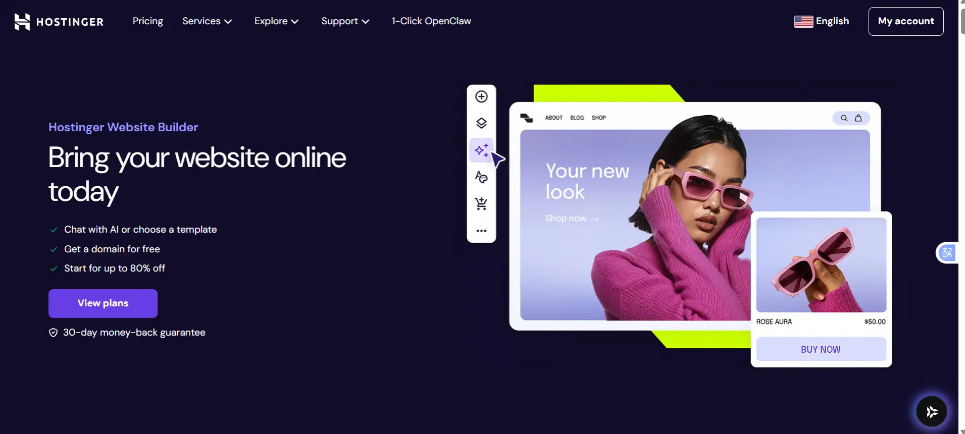 a screenshot of Hostinger Website Builder