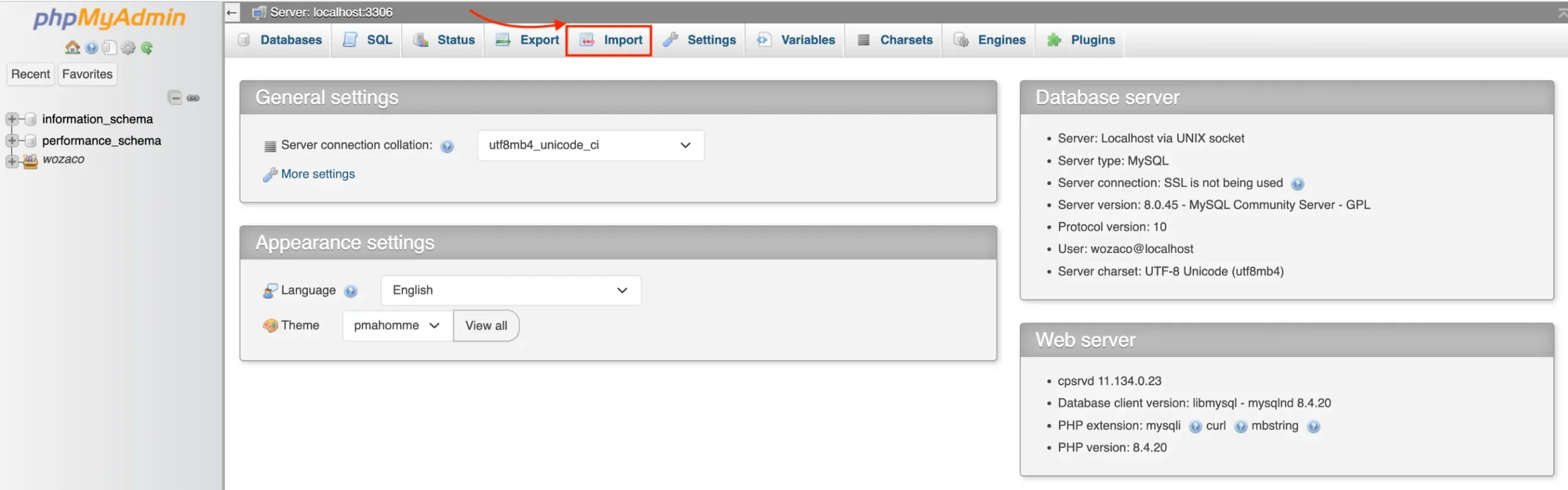 upload a website to cpanel - phpMyAdmin