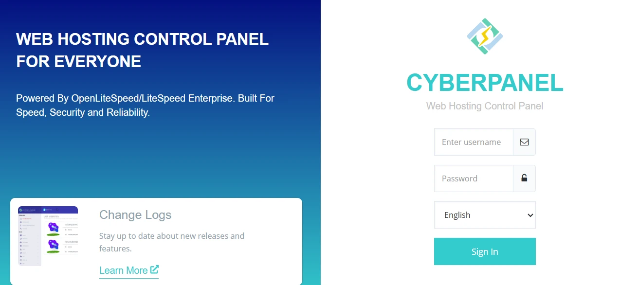 Log in to CyberPanel