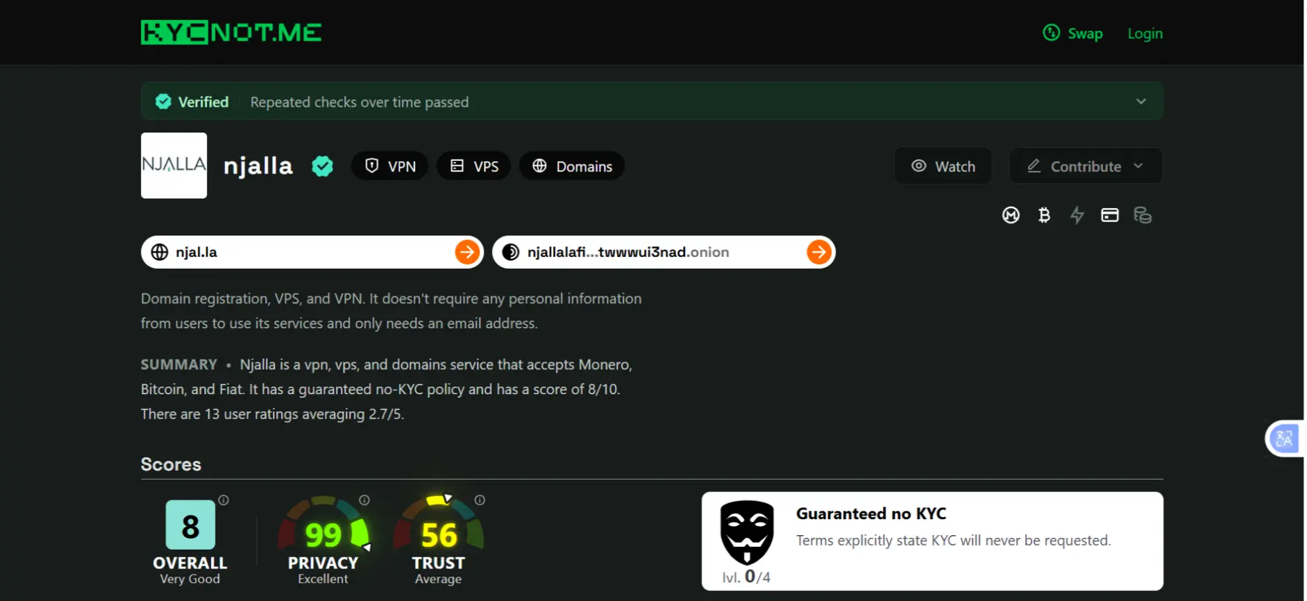 a screenshot of Njalla