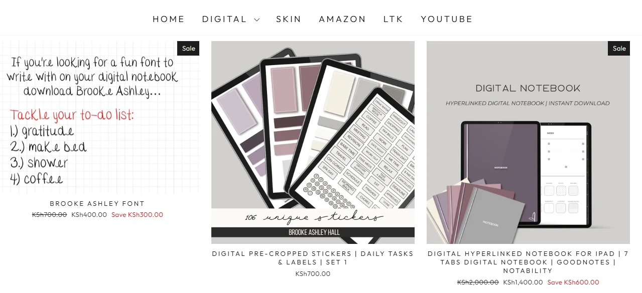 Personal website for Digital products store