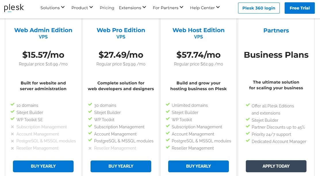 Plesk pricing