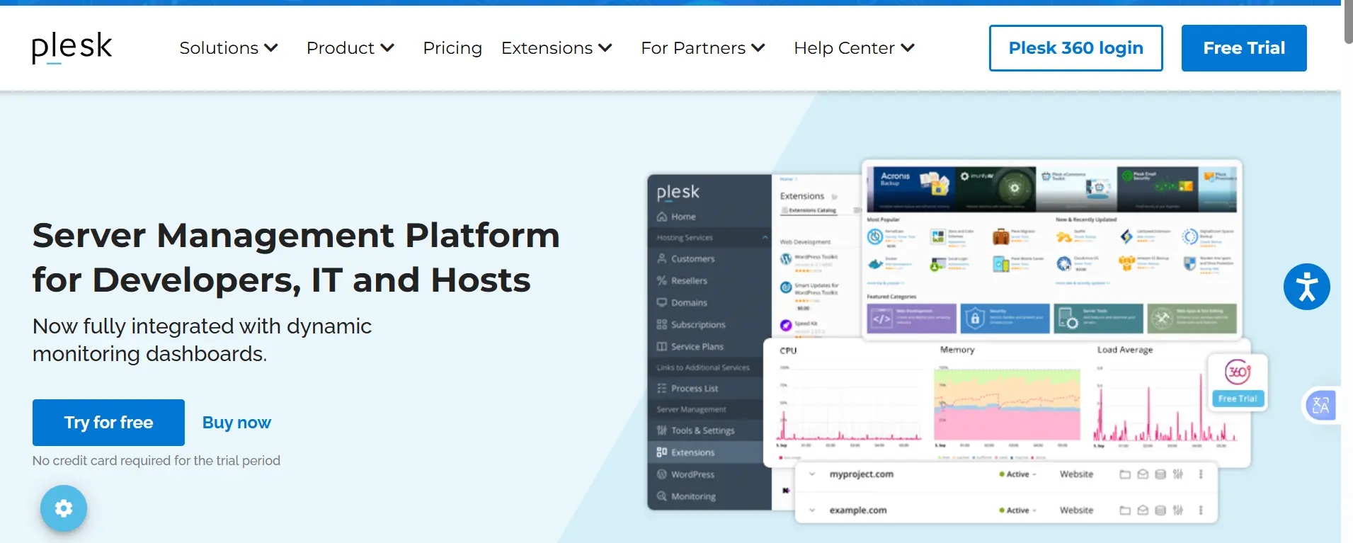 a screenshot of Plesk