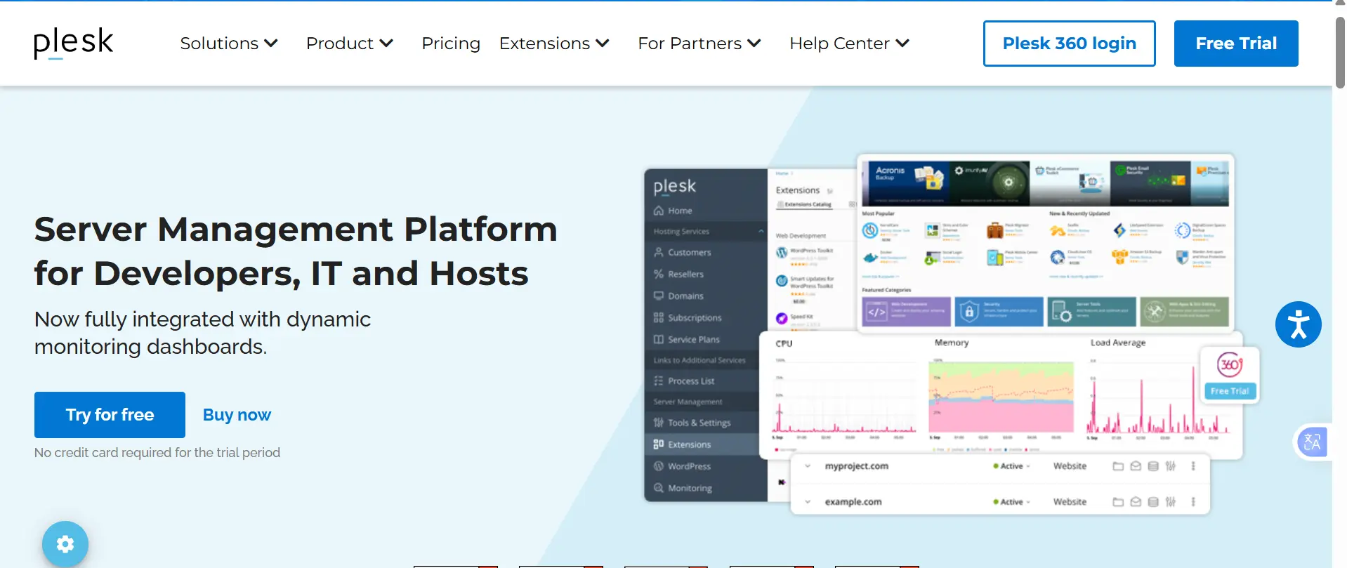 a screenshot of Plesk