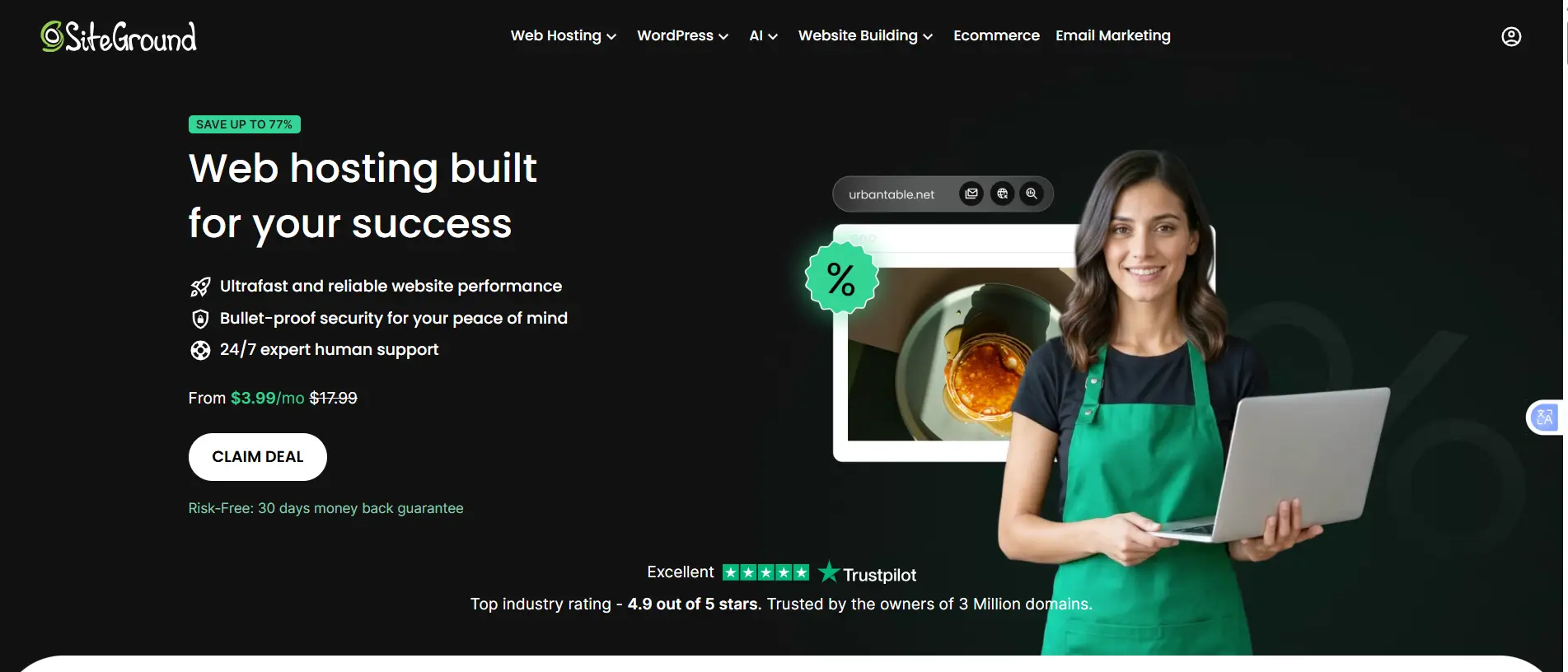 a screenshot of SiteGround hosting