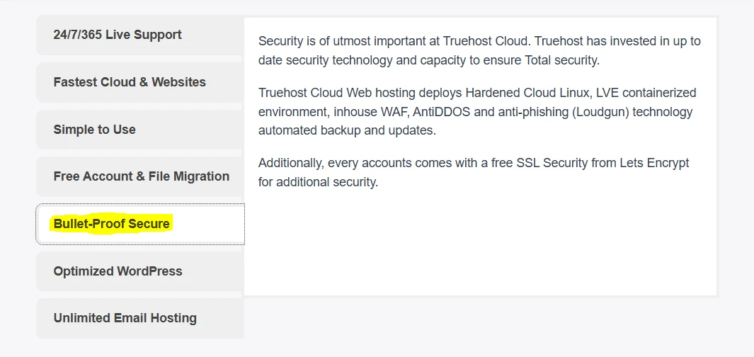 Truehost security features