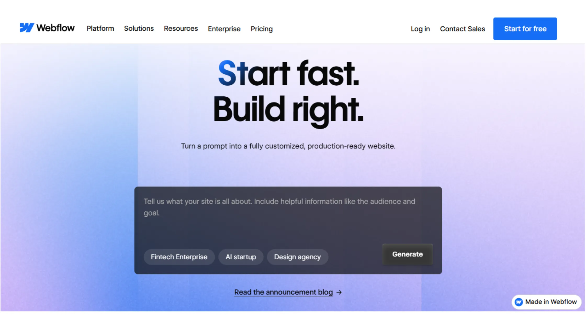 Webflow No Code Website Builder
