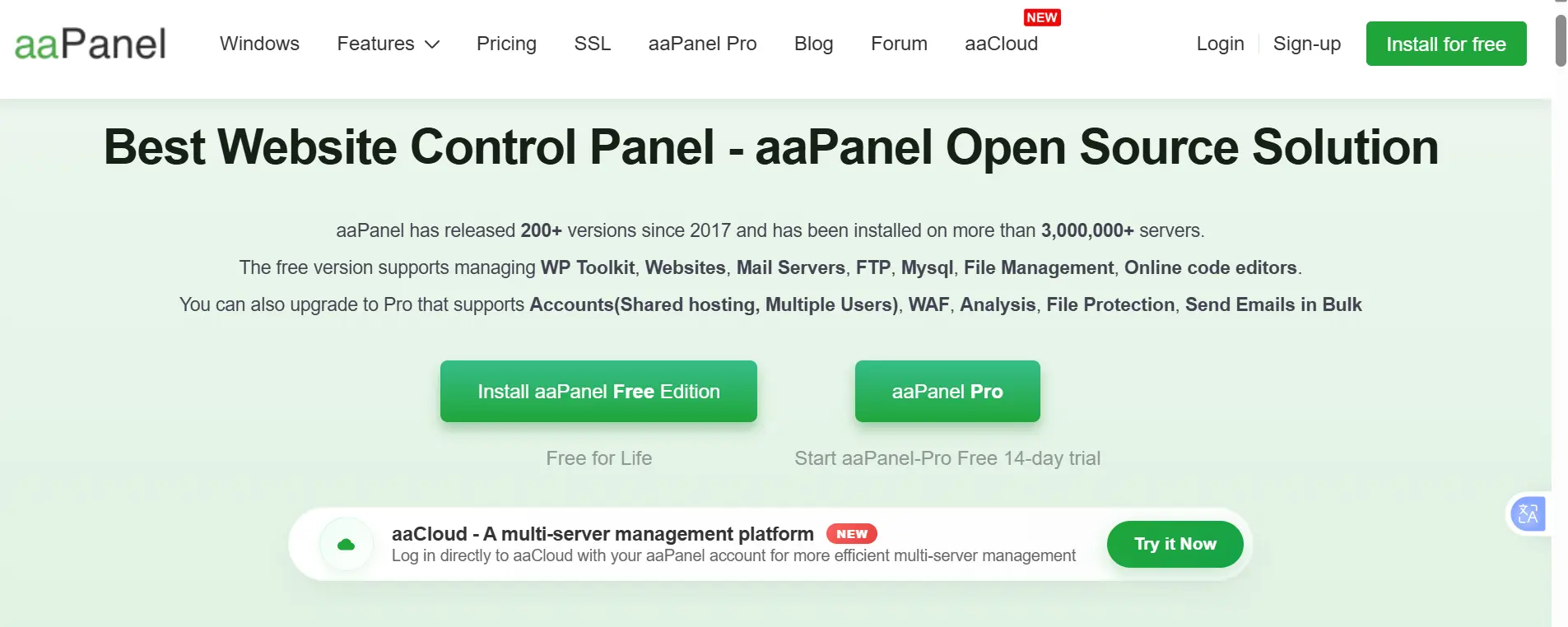 a screenshot of aaPanel