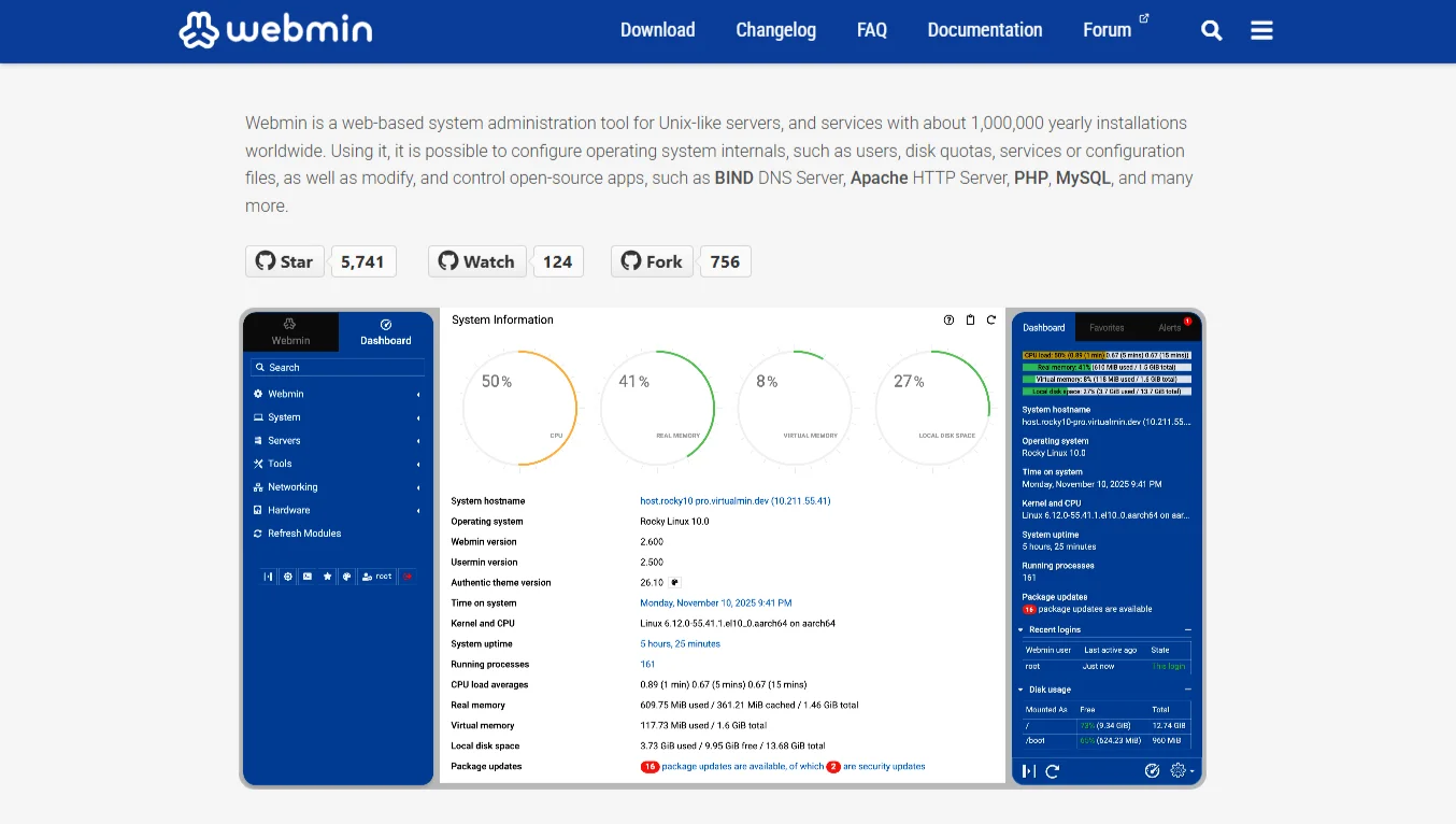 best cpanel alternatives for vps - webmin