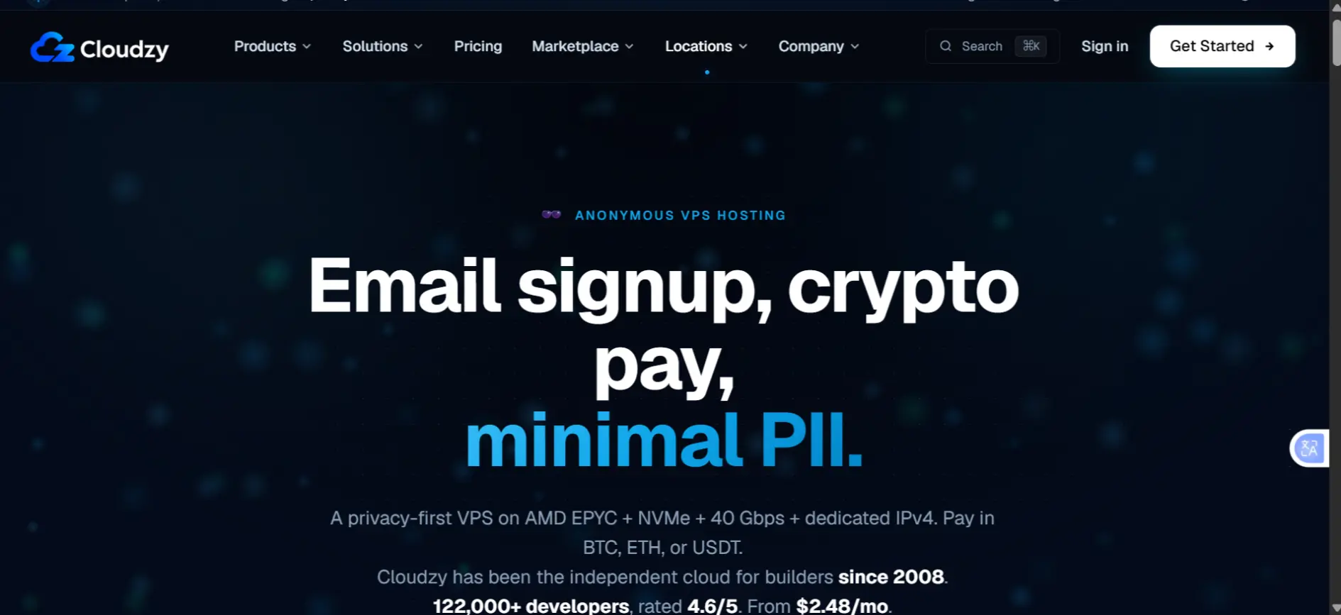 a screenshot of Cloudzy