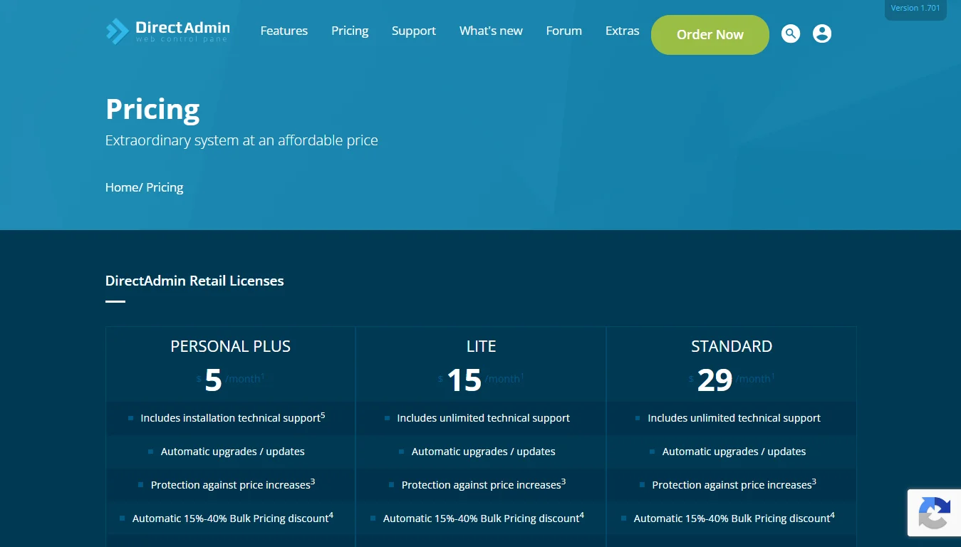 cpanel vs directadmin - directadmin pricing