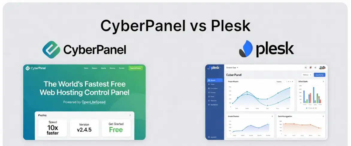 an image of cyberpanel vs plesk